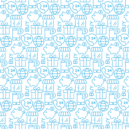 Vector seamless pattern with icons of e- commerce items.のイラスト素材
