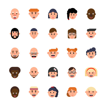 Vector set of avatars,characters in flat style.のイラスト素材