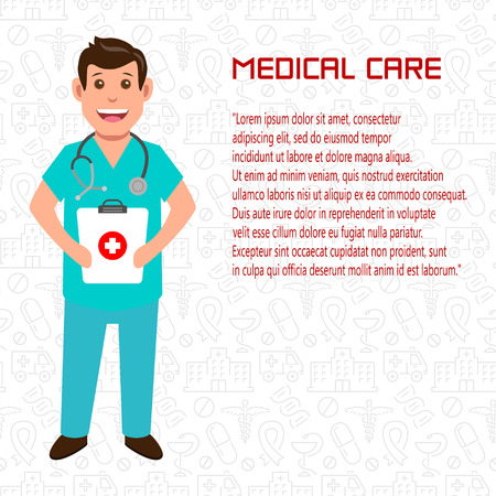 Vector illustration of medical care,doctor,ambulanceman.のイラスト素材