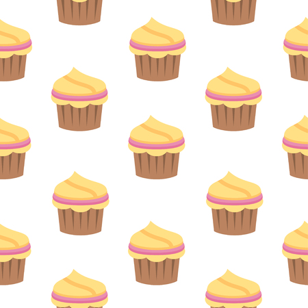 Seamless pattern with cupcake in flat style.Vector illustrationのイラスト素材