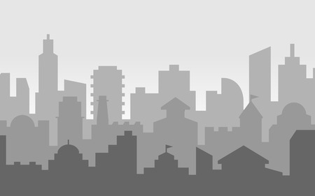 Vector illustration of silhouette city in flat style.のイラスト素材