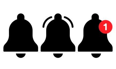 Vector icon set of notification, incoming message, ringing bell in flat style.のイラスト素材