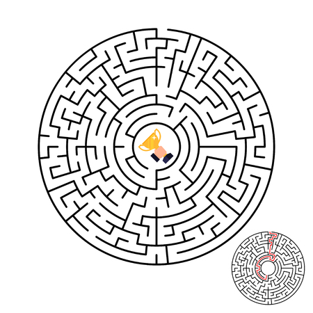 Vector illustration of maze labyrinth with award in flat style.のイラスト素材