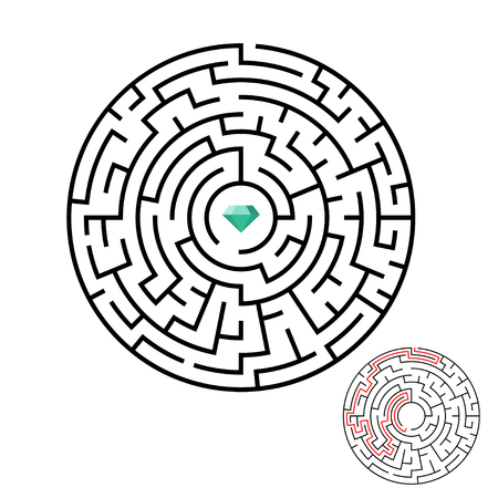 Vector illustration of maze labyrinth with diamond in flat style.のイラスト素材