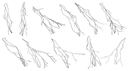 Vector set of lightning collection isolated on white background.のイラスト素材