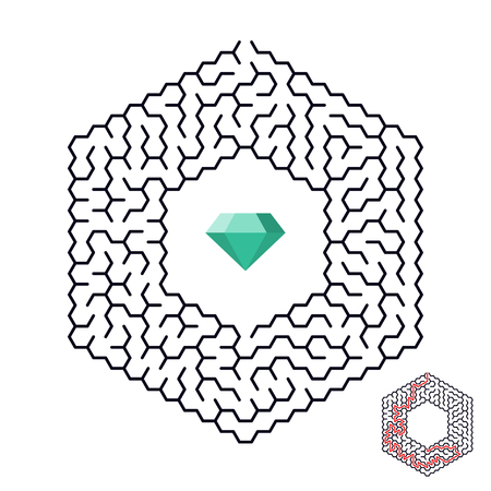Vector illustration of maze labyrinth with diamond in flat style.のイラスト素材