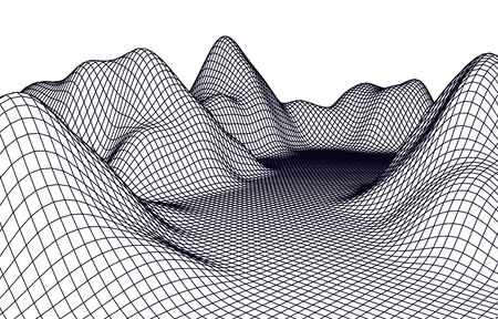 Abstract vector mesh landscape. Cyberspace grid. Data visualization background.のイラスト素材