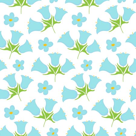 Seamless pattern of bellflower flowers. Vector illustration.のイラスト素材
