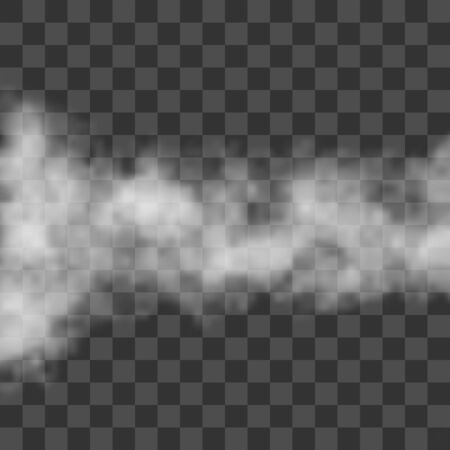 Clouds, white fog, smog on transparent background. Vector effect mist and smoke.のイラスト素材