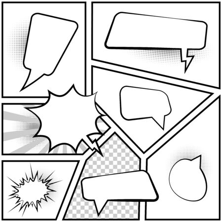 Collection of comic style speech bubbles. Vector illustration.のイラスト素材