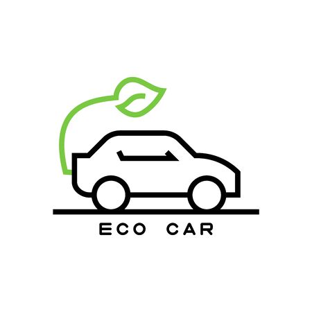 Vector icon of ecological car in line style.のイラスト素材