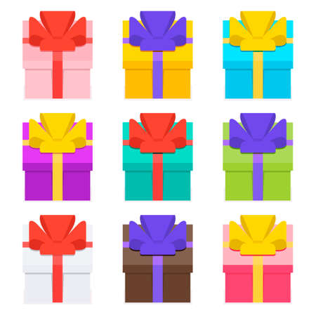 Vector 3D presents collection. Gifts with ribbons and bows.のイラスト素材