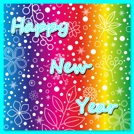 Happy New Year lettering greeting card. Background with snowflakes.のイラスト素材