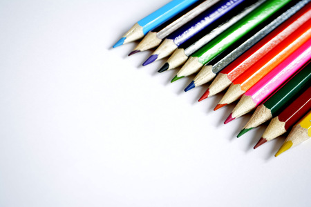 Colored pencils on white backgroundの写真素材