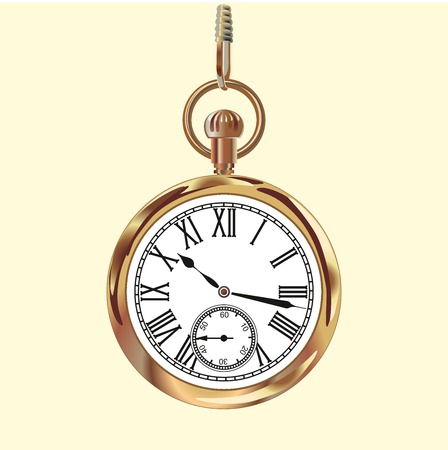Golden vintage pocket watch. Vector illustration on isolated background.の写真素材