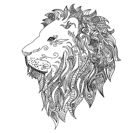 Pattern for coloring book. Horoscope symbol for your use. For tattoo art, coloring books set. Henna Mehndi Tattoo Ethnic Doodles style. Vector illustration.のイラスト素材