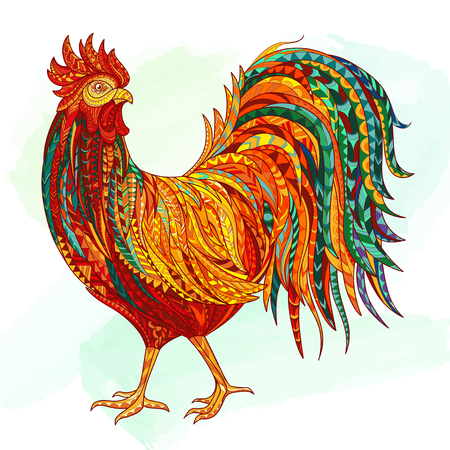 Hand drawn doodle outline rooster illustration.の写真素材
