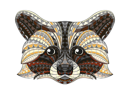 Detailed hand drawn doodle outline raccoon illustrationのイラスト素材