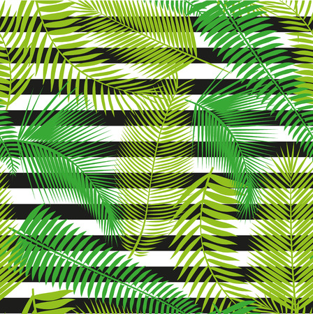 Beautiful seamless tropical jungle floral pattern background with palm leaves. Vector illustration.のイラスト素材