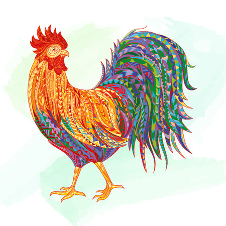 Hand drawn doodle outline rooster illustration.のイラスト素材