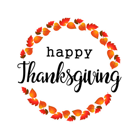 Flat design style Happy Thanksgiving Day, badge and icon. Happy Thanksgiving Day template.のイラスト素材