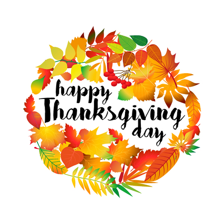 Flat design style Happy Thanksgiving Day, badge and icon. Happy Thanksgiving Day template.のイラスト素材