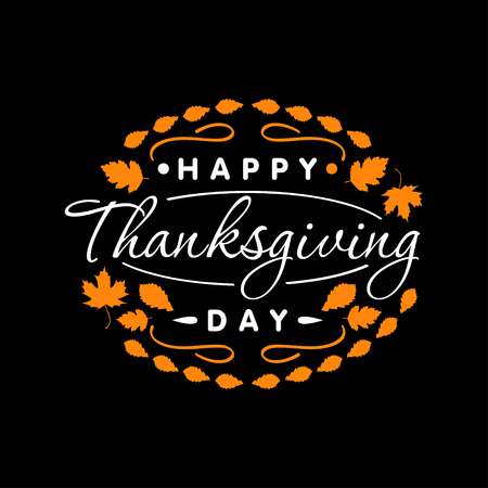 Flat design style Happy Thanksgiving Day, badge and icon. Happy Thanksgiving Day template.のイラスト素材