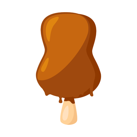 Funny cartoon cute ice cream. Isolated vector illustration. Flat icon. Beautiful sweet ice cream. Flat design. Vector clip artのイラスト素材