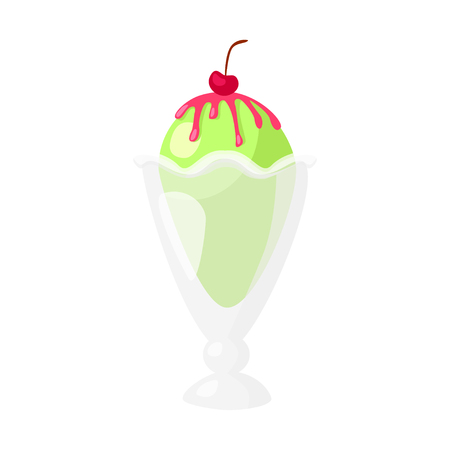 Funny cartoon cute ice cream. Isolated vector illustration. Flat icon. Beautiful sweet ice cream. Flat design. Vector clip artのイラスト素材