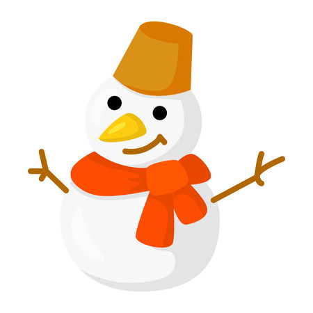 Vector of snowman isolated on white. Cartoon style. Cute funny christmas icon. EPS 10 Vector illustration.のイラスト素材