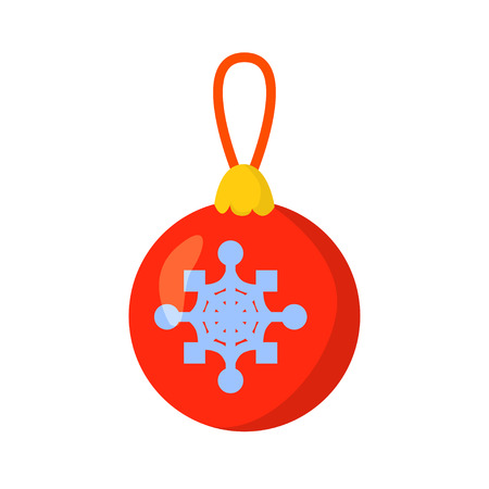 Vector of Christmas-tree toy isolated on white. Cartoon style. Cute funny christmas icon. EPS 10 Vector illustration.のイラスト素材
