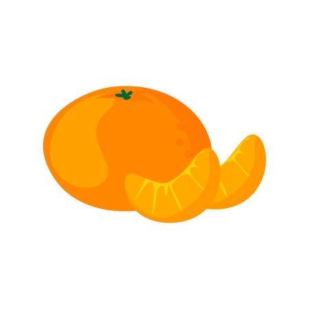 Vector of mandarin isolated on white. Cartoon style. Cute funny christmas icon.のイラスト素材