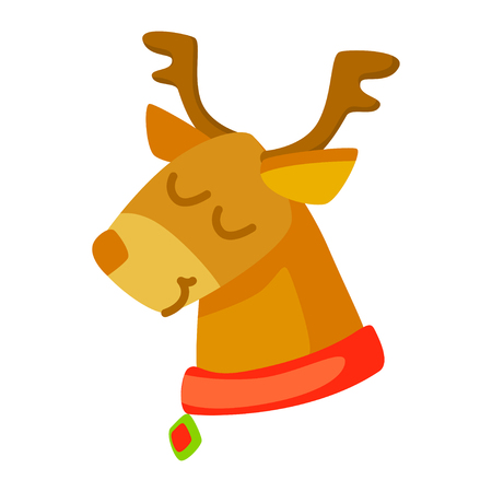 Vector of funny deer isolated on white. Cartoon style. Cute funny christmas icon. EPS 10 Vector illustration.のイラスト素材