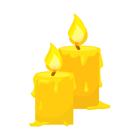 Vector of candles isolated on white. Cartoon style. Cute funny christmas icon.のイラスト素材