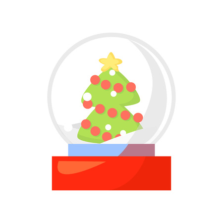 Vector of snow globe isolated on white. Cartoon style. Cute funny christmas icon.のイラスト素材