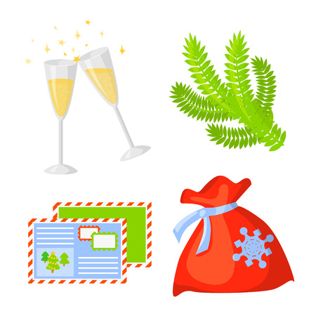 Christmas Icon Set Collection Vector. cartoon. New year traditional symbols. icons objects. Isolated. Vector clip artのイラスト素材