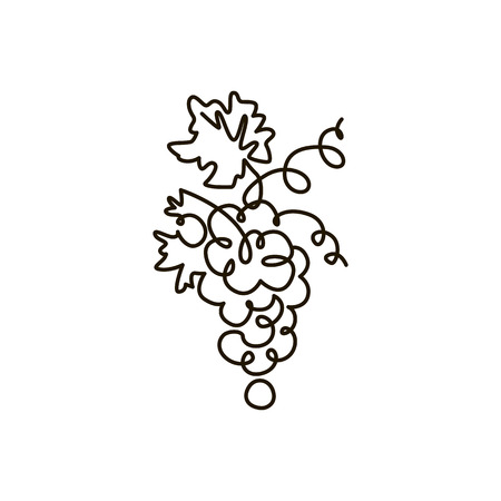 Vector Line icon. Grape. One line drawing. Isolated on white background. Continuous single one drawn lineのイラスト素材