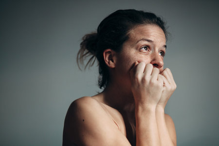 Young woman sad and cryingの写真素材