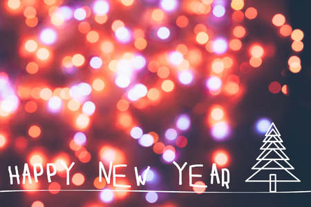 HAPPY NEW YEAR Abstract Christmas lightsの写真素材