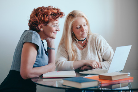 Two businesswoman exchanging ideas at the meetingの写真素材