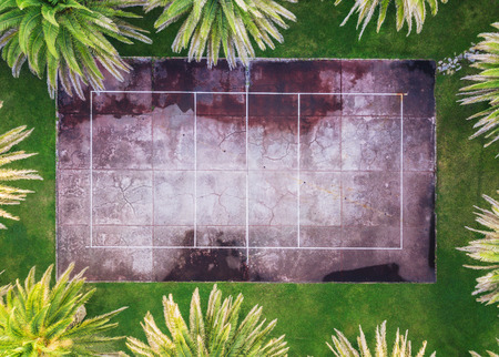 Aerial view of volleyball fieldの写真素材