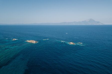 Aerial view of the mount Athos from the seaの写真素材