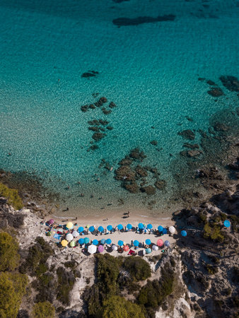 Aerial view of the beach in summer season