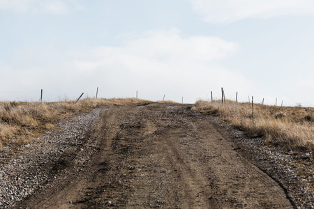 Empty dirt road in the countrysideの写真素材
