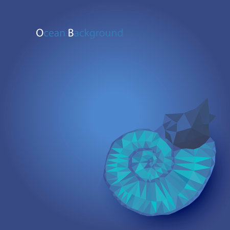 Low poly shellfish nautilus pompilius in ocean background Vector illustration with volume shellのイラスト素材