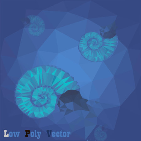 Low poly vector illustration with three shellfish nautilus pompilius in oceanのイラスト素材