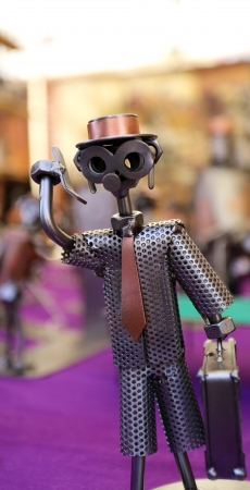 Man on the mobile phone - Metal figure  steel sculpture  hand crafted from recycled steelの写真素材
