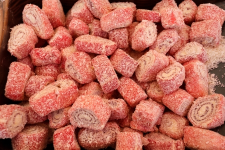 Pomegranate Turkish Delight with coconutの写真素材