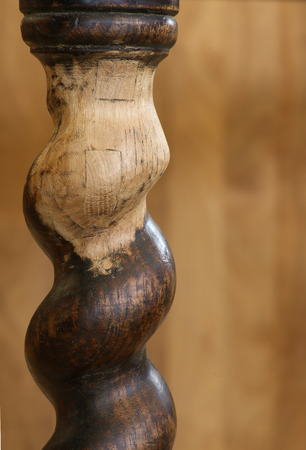 Antique Table Leg Restoration Repair, Sanding and Doweling With Wood Glueの写真素材