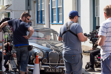 Oxford, Oxfordshire, England, United Kingdom, 05th Jun, 2015, Filming of ITV drama Endeavour in Oxford with actors Shaun Evans and Roger Allamのeditorial素材